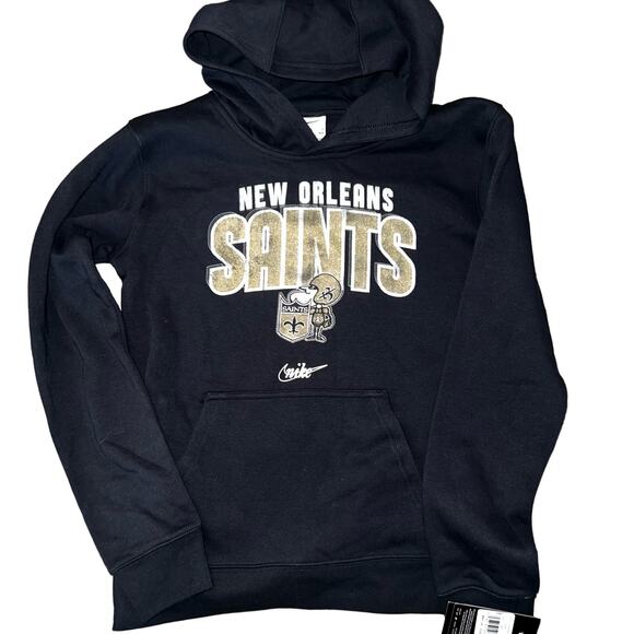 Nike New Orleans Saints NFL Boys Black and Good Hoodie size large 14-16 NWT